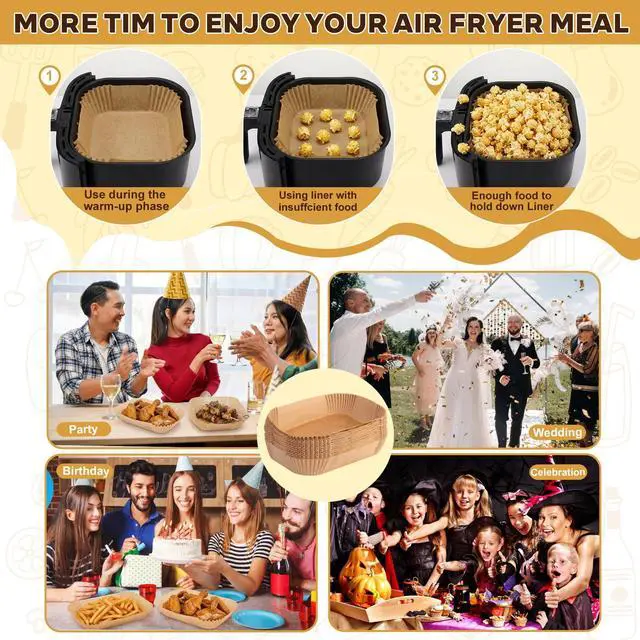 Alt view image 6 of 6 - 300 Pcs Air Fryer Liners Disposable Parchment Baking Paper Liner Rectangle Non-stick Accessories for Loaf Pan, Air Fryer & Oven, 8.6 x 5.5 Inch, Brown