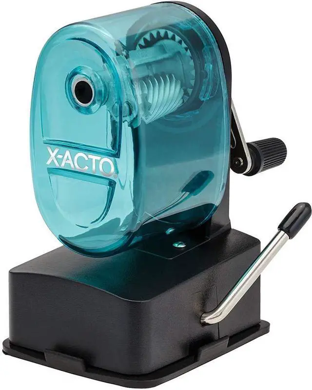Alt view image 3 of 3 - 2012687-BLU Bulldog Vacuum Wall Mount Manual Pencil Sharpener, Blue, See-through Receptacle, Affix to Any Nonporous Surface, X-ACTO Hardened Helical Cutter