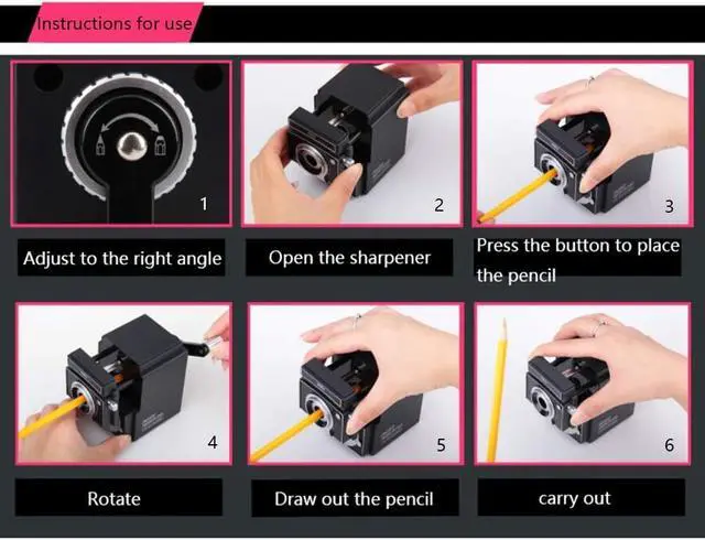 Alt view image 4 of 6 - Manual Pencil Sharpener, School Pencil Sharpener, Helical Steel Blade, Not Easy to Break, for School/Home/Office/Woodworking/Engineering Drawing/Art Drawing Sketching