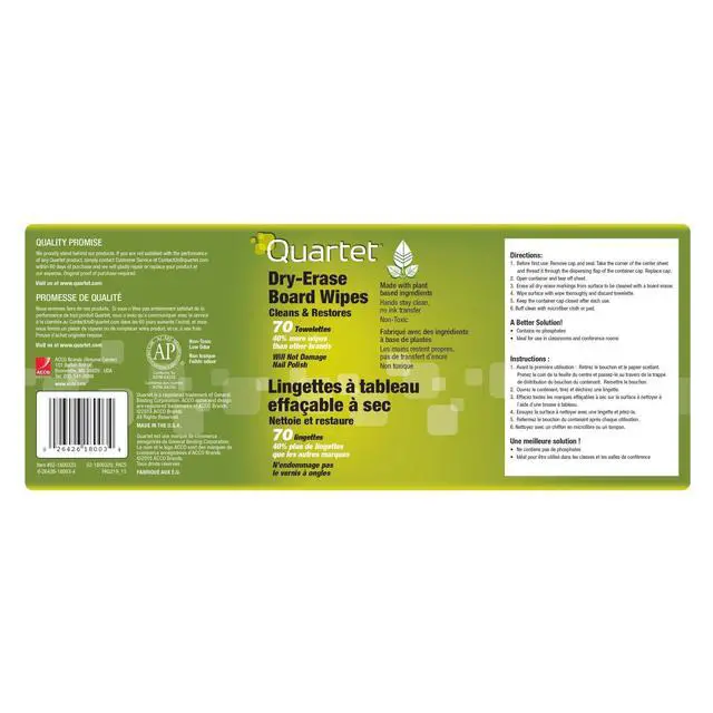 Alt view image 3 of 3 - Dry Erase Cleaning Wipes, 70 Sheets, Non-Toxic Disposable Whiteboard Wipes, Low-Odor (52-180032Q),70 Wipes