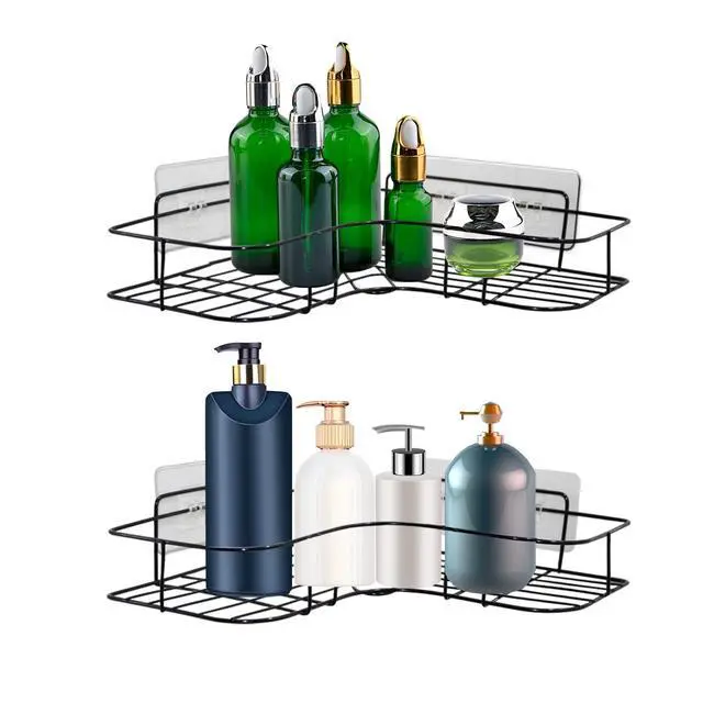 Alt view image 2 of 7 - 2 Pack Shower Caddy Adhesive for Replacement, Strong Transparent Adhesive for Shower Caddy Sticky Pads, No Drilling for Corner Shelf Basket, Bathroom Storage Shelves, Kitchen Racks and Soap Holder
