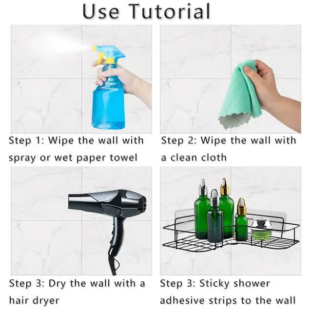 Alt view image 3 of 7 - 2 Pack Shower Caddy Adhesive for Replacement, Strong Transparent Adhesive for Shower Caddy Sticky Pads, No Drilling for Corner Shelf Basket, Bathroom Storage Shelves, Kitchen Racks and Soap Holder