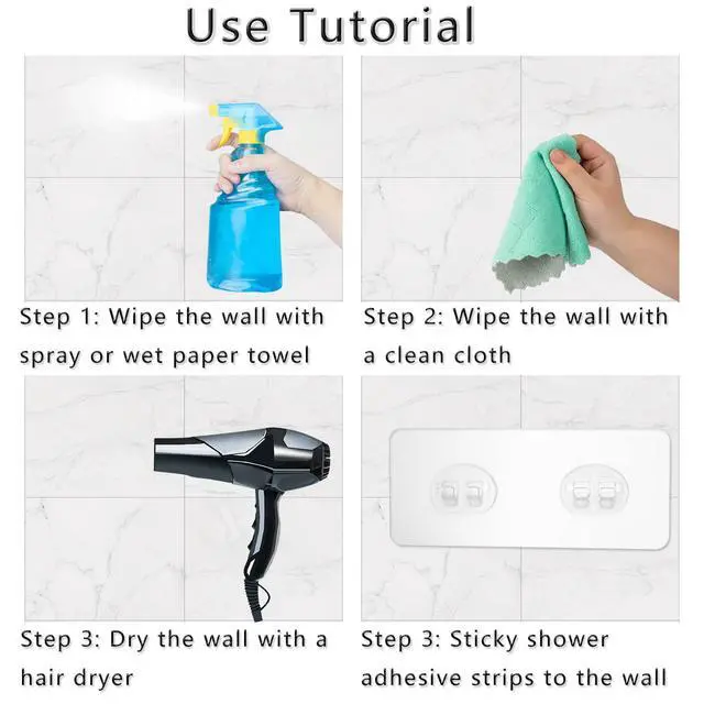 Alt view image 5 of 7 - 8 Pack Shower Caddy Adhesive for Replacement, Strong Transparent Adhesive for Shower Caddy Sticky Pads, No Drilling for Corner Shelf Basket, Bathroom Storage Shelves, Kitchen Racks and Soap Holder