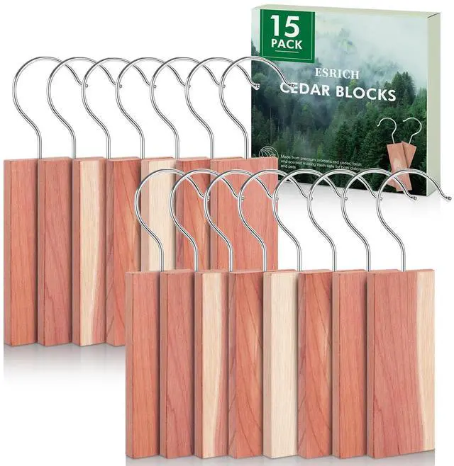 Main image of Cedar Blocks for Clothes Storage,15 Pack with Metal Hooks,100% Natura Cedars Wood for Closets,Cedars Planks with Sandpaper,Cedar Chips for Closets and Drawers