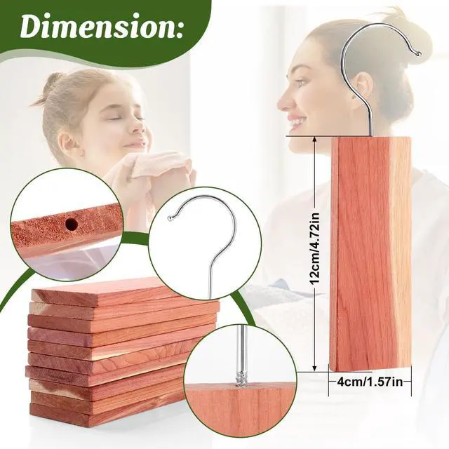 Alt view image 2 of 7 - Cedar Blocks for Clothes Storage,15 Pack with Metal Hooks,100% Natura Cedars Wood for Closets,Cedars Planks with Sandpaper,Cedar Chips for Closets and Drawers