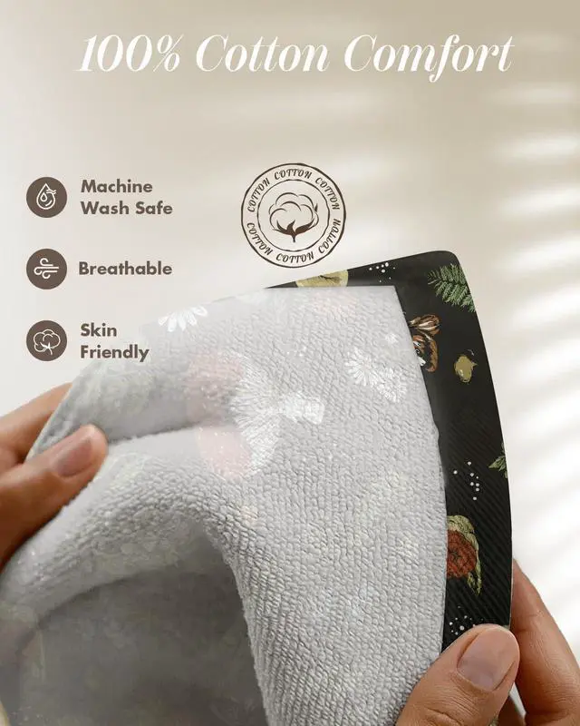 Alt view image 4 of 6 - 270 GSM Cotton Kitchen Towels, Oven Mitt and Pot Holder - 4 Pack Kitchen Decor and Accessories Set Cute Farmhouse Boho Quilted Lining Heat Resistant Set with Hanging Loop, Black Mushroom