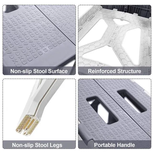 Alt view image 2 of 7 - Shower Stool for Shaving Legs, 1 Pack Foot Rest Folding Stool Step to Shave Legs Shaving for Inside Shower Foldable Small Waterproof Plastic Corner Gray White
