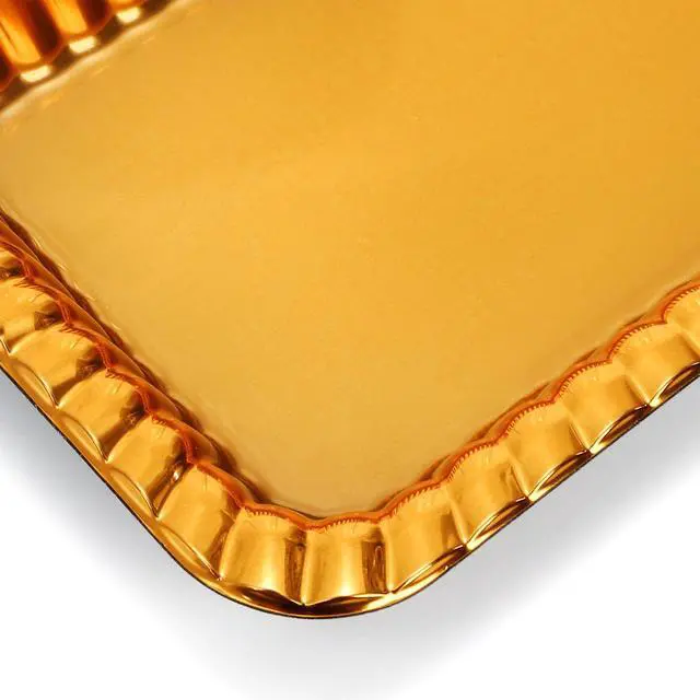 Alt view image 3 of 7 - 100Pcs Disposable Food Tray, 7.5x5.5 Gold Appetizer Platter