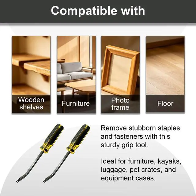 Alt view image 4 of 7 - Heavy Duty Upholstery Staple Remover,Construction Staple Puller Tack Lifter Tool for Carpet, Furniture, Floor, Photo Frame, Wooden Surfaces for Removing Nails,Staples,and Tacks (2 pcs)