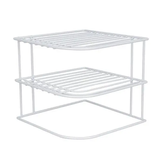 Alt view image 2 of 7 - Home Basics 3-Tier Kitchen Corner Counter Shelf and Cabinet Organizer Heavy Duty Wire Shelf in White