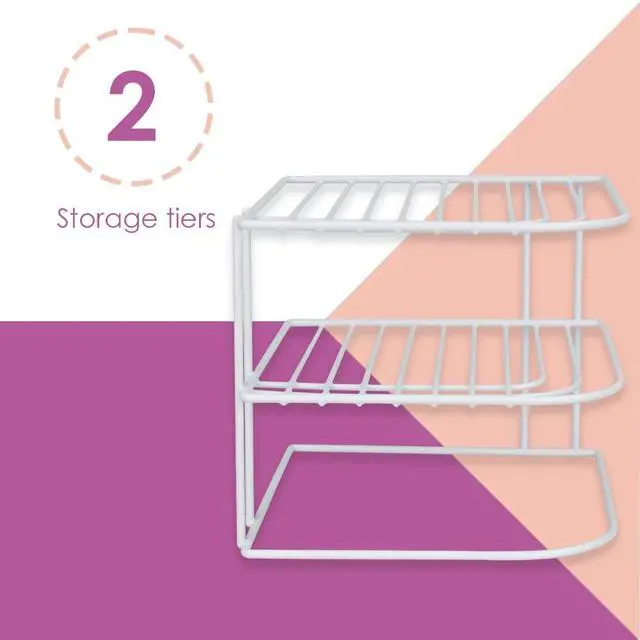 Alt view image 3 of 7 - Home Basics 3-Tier Kitchen Corner Counter Shelf and Cabinet Organizer Heavy Duty Wire Shelf in White