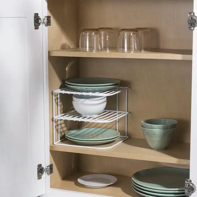 Alt view image 6 of 7 - Home Basics 3-Tier Kitchen Corner Counter Shelf and Cabinet Organizer Heavy Duty Wire Shelf in White