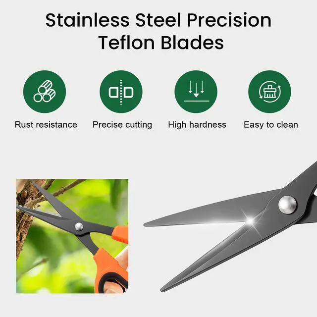 Alt view image 5 of 7 - 3 Packs Trimming Scissors Teflon Coated Non Stick Blades Pruning Shears Gardening Hand Pruning Snips with Straight Stainless Steel Precision Blade