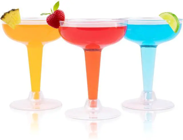 Main image of 24 Clear Plastic Coupe Glasses 4oz - Disposable Plastic Cocktail Cups, Martini Glasses, Margarita Glass, Champagne Glass for Parties, Cinco de Mayo, Taco Party, Weddings Decorations