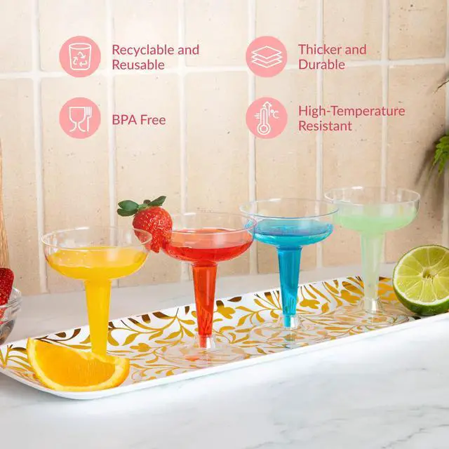 Alt view image 5 of 6 - 24 Clear Plastic Coupe Glasses 4oz - Disposable Plastic Cocktail Cups, Martini Glasses, Margarita Glass, Champagne Glass for Parties, Cinco de Mayo, Taco Party, Weddings Decorations