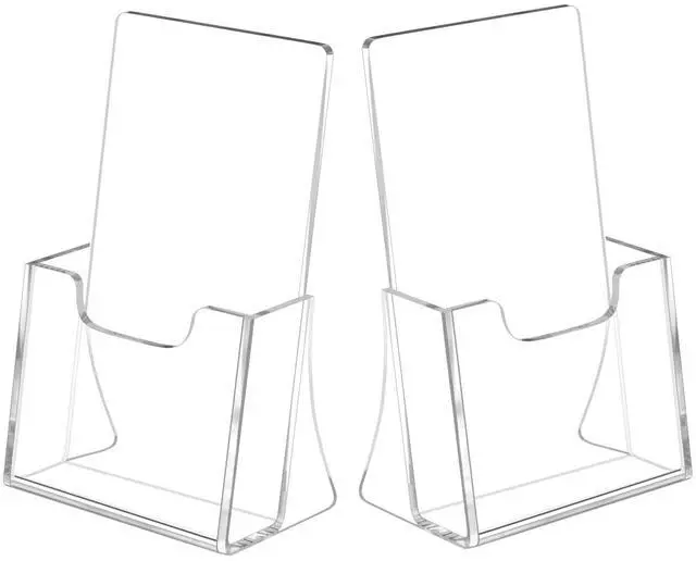 Main image of Acrylic Brochure Holder for 4 Trifold Pages, 50% Thicker Countertop Acrylic Literature Holder Plastic Flyer Display Stand for Magazine, Pamphlet, Booklets, Menu, Journals, 2 Pack