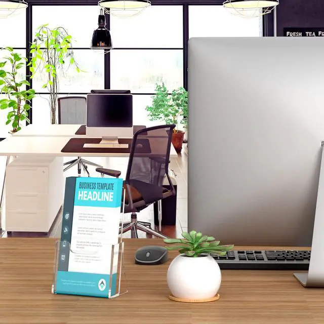 Alt view image 4 of 7 - Acrylic Brochure Holder for 4 Trifold Pages, 50% Thicker Countertop Acrylic Literature Holder Plastic Flyer Display Stand for Magazine, Pamphlet, Booklets, Menu, Journals, 2 Pack