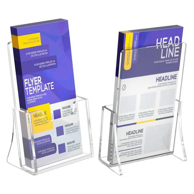 Alt view image 3 of 7 - Acrylic Brochure Holder for 4 Trifold Pages, 50% Thicker Countertop Acrylic Literature Holder Plastic Flyer Display Stand for Magazine, Pamphlet, Booklets, Menu, Journals, 2 Pack