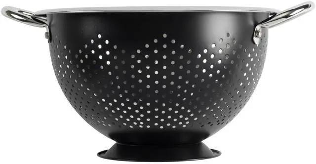 Main image of Colander Premium Stainless Steel Construction with Handles and Elevated Pedestal Foot, 5-Quart, Black