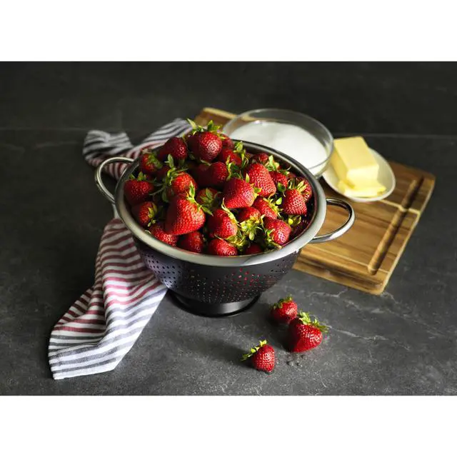 Alt view image 5 of 6 - Colander Premium Stainless Steel Construction with Handles and Elevated Pedestal Foot, 5-Quart, Black
