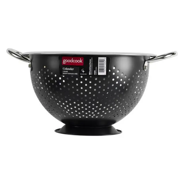 Alt view image 6 of 6 - Colander Premium Stainless Steel Construction with Handles and Elevated Pedestal Foot, 5-Quart, Black