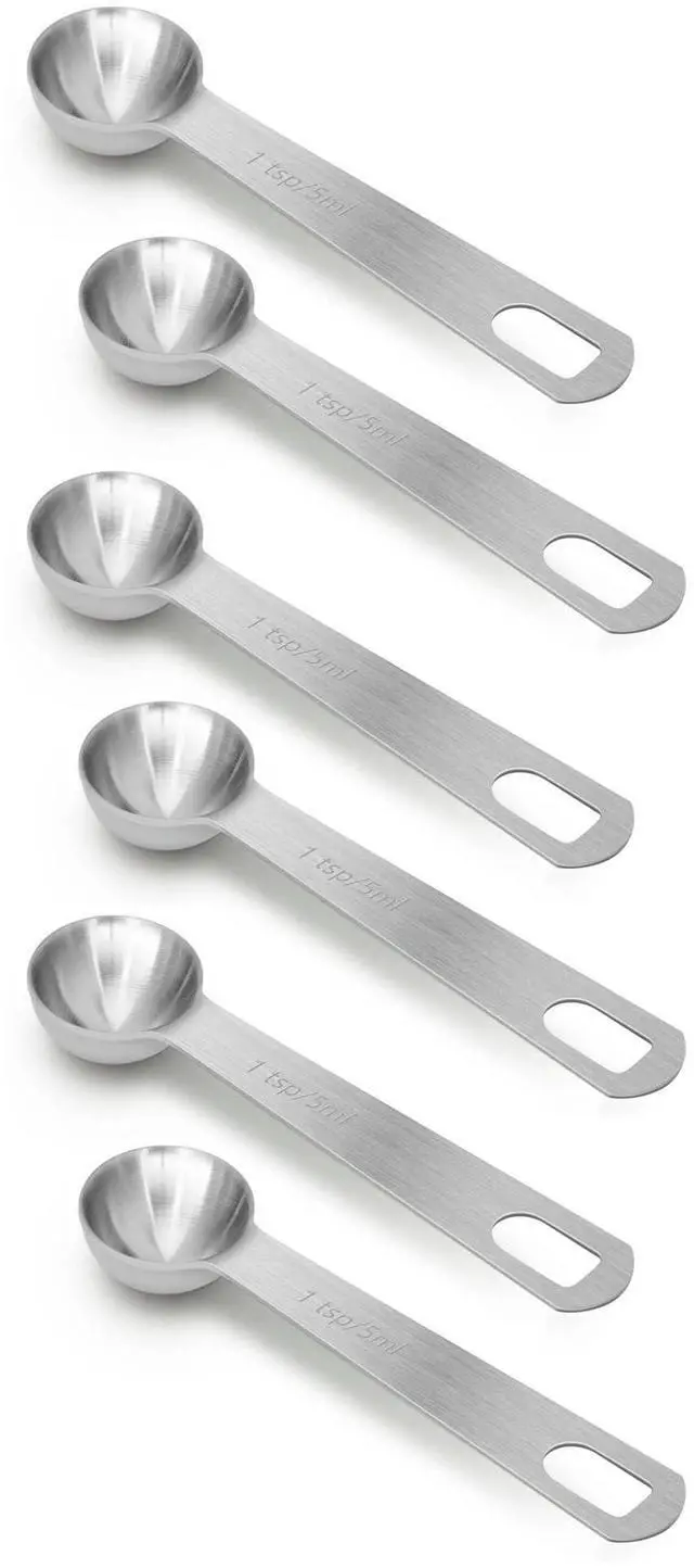 Main image of 6 PCS 1 Teaspoon(5 mL | 5 cc | 1 Tsp | 1/3 Tablespoon) Stainless Steel Single Measuring Spoon, Easy to Use and Easy to Wash Metal Measuring Spoons Kitchen Gadgets for Cooking & Baking