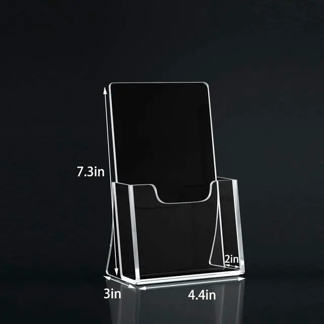 Alt view image 2 of 7 - 2 Pack 4 inch Wide Acrylic Brochure Holders for Pamphlets, Cards, Brochures, Magazines, Literature, Pamphlets Display Stand for Countertop