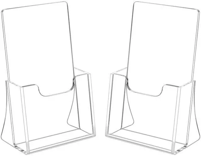 Main image of 2 Pack 4 inch Wide Acrylic Brochure Holders for Pamphlets, Cards, Brochures, Magazines, Literature, Pamphlets Display Stand for Countertop