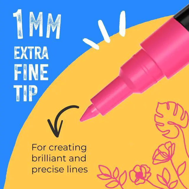 Alt view image 3 of 7 - Extra Fine Tip Chalk Markers for Blackboard & Glass (Pack of 16, 1mm Point) | Window Marker, Liquid Chalk Pens for Acrylic Dry Erase Board, Mirror, Car | Thin Chalkboard Markers Erasable
