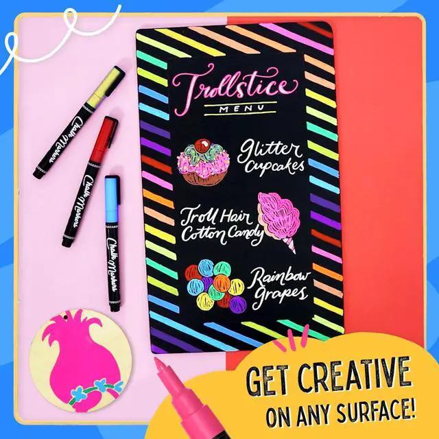 Alt view image 5 of 7 - Extra Fine Tip Chalk Markers for Blackboard & Glass (Pack of 16, 1mm Point) | Window Marker, Liquid Chalk Pens for Acrylic Dry Erase Board, Mirror, Car | Thin Chalkboard Markers Erasable