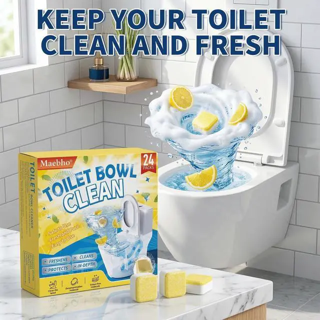 Alt view image 5 of 7 - Toilet Bowl Cleaner Tablets Lots of Foam Deodorizer & Septic Safe, Odor Eliminator, Stain Remover for Long-Lasting Freshness,No Harsh Chemicals, Fresh Lemon Scent 24 Pack