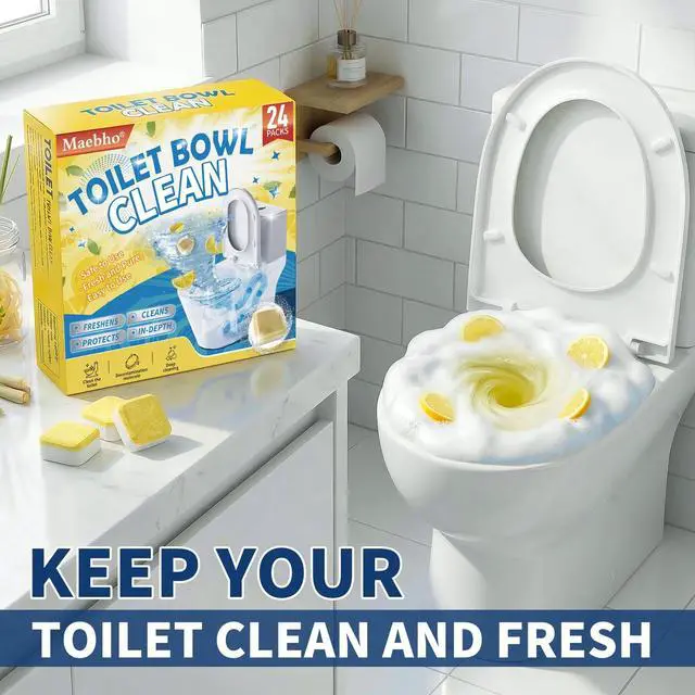 Alt view image 7 of 7 - Toilet Bowl Cleaner Tablets Lots of Foam Deodorizer & Septic Safe, Odor Eliminator, Stain Remover for Long-Lasting Freshness,No Harsh Chemicals, Fresh Lemon Scent 24 Pack