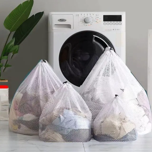 Alt view image 2 of 7 - 4Pcs Mesh Laundry Bags Washing Machine Mesh Wash Bags for Clothes,Underwear,Lingerie, Bed Linen with Drawstring Closure Sturdy(4 Size)