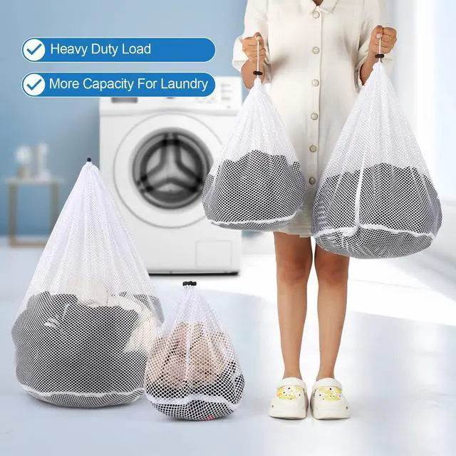 Alt view image 5 of 7 - 4Pcs Mesh Laundry Bags Washing Machine Mesh Wash Bags for Clothes,Underwear,Lingerie, Bed Linen with Drawstring Closure Sturdy(4 Size)