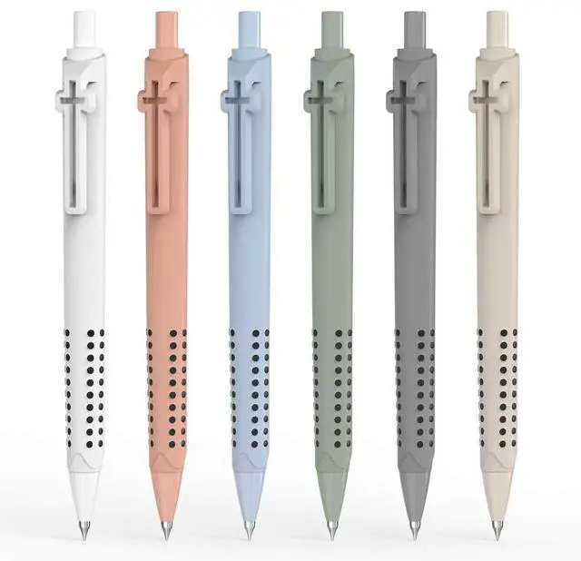 Main image of 6 Pack Bible Journaling Gel Pens, 0.7mm Black Ink Retractable with Cross Clip,Smooth Writing, Christian Gifts for Men Women, Religious School & Office Supplies(Morandi)
