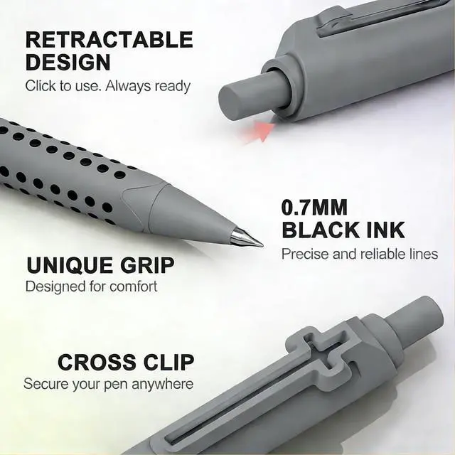 Alt view image 5 of 7 - 6 Pack Bible Journaling Gel Pens, 0.7mm Black Ink Retractable with Cross Clip,Smooth Writing, Christian Gifts for Men Women, Religious School & Office Supplies(Morandi)