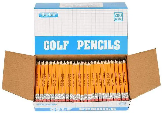 Main image of Golf Pencils with Erasers, 2 HB, Pre-Sharpened, 200 Count Bulk Pack