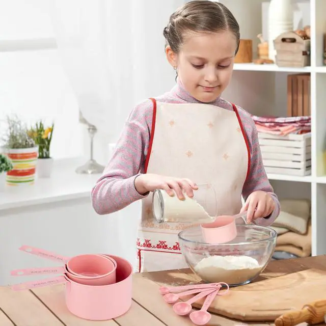 Alt view image 5 of 7 - Measuring Cups and Spoons Set of 9, Stainless Steel Measuring cup for Cooking and Baking, Measuring spoons for Dry and Liquid Ingredients (Pink)