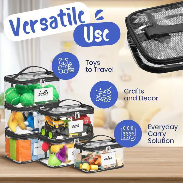 Alt view image 3 of 6 - Clear Storage Bags, 6 Pack - Zippered Small Organizers For Toys, Puzzles, Blocks, Craft Supplies, Durable Puzzle Zipper Case Containers for Organizing, Travel, Seasonal, Kids Room Bag Organizer