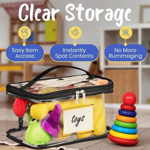 Alt view image 6 of 6 - Clear Storage Bags, 6 Pack - Zippered Small Organizers For Toys, Puzzles, Blocks, Craft Supplies, Durable Puzzle Zipper Case Containers for Organizing, Travel, Seasonal, Kids Room Bag Organizer