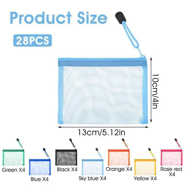 Alt view image 2 of 7 - 28 Pcs Mini Mesh Zipper Pouch, Visible Small Zipper Pouch, Small Pouches for Coin Purse Bulk, Colorful Nylon Makeup Organizer for Travel & Home (5.12 x 4 Inch)