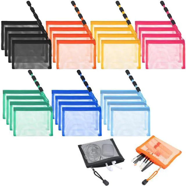 Main image of 28 Pcs Mini Mesh Zipper Pouch, Visible Small Zipper Pouch, Small Pouches for Coin Purse Bulk, Colorful Nylon Makeup Organizer for Travel & Home (5.12 x 4 Inch)