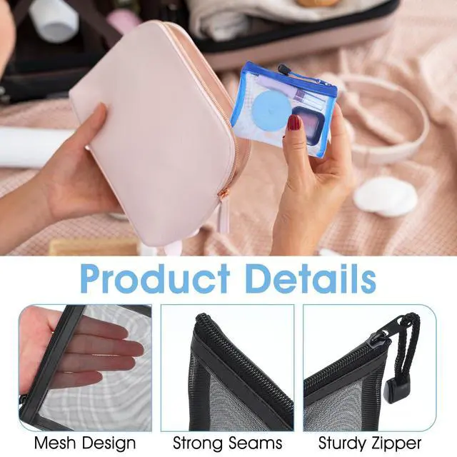 Alt view image 3 of 7 - 28 Pcs Mini Mesh Zipper Pouch, Visible Small Zipper Pouch, Small Pouches for Coin Purse Bulk, Colorful Nylon Makeup Organizer for Travel & Home (5.12 x 4 Inch)