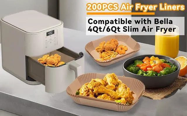 Alt view image 4 of 7 - Parchment Paper for bella 4Qt Slim Air Fryer, 200pcs Air Fryer Liners for bella 6Qt Slim Air Fryer