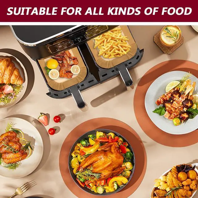 Alt view image 7 of 7 - Air Fryer Liners for Ninja Dual, bella 4Qt Slim Airfryer Liners Disposable, Air Fryer Paper Liners for Ninja DZ201/DZ401/DZ550/SL401 and CHEFMAN 6 Quart Dual Basket, 225PCS