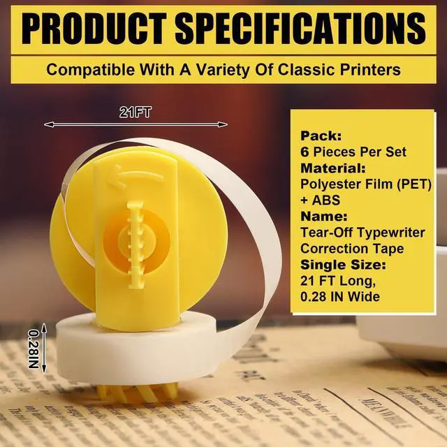 Alt view image 2 of 6 - 6 Pcs Correction Tapes, Lift-Off Typewriter Correction Ribbon for Office & Home Use(6.5m x 7mm Each)