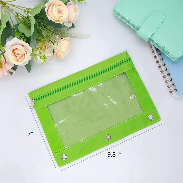 Alt view image 5 of 6 - Pencil Pouch for 3 Ring Binder, Large Pencil Case with Clear Window, Metal Zipper Binder Pencil Pouches Fit Standard Binders, Durable Organizer for Office School Supplies 10Pack