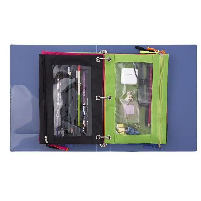 Alt view image 6 of 6 - Pencil Pouch for 3 Ring Binder, Large Pencil Case with Clear Window, Metal Zipper Binder Pencil Pouches Fit Standard Binders, Durable Organizer for Office School Supplies 10Pack