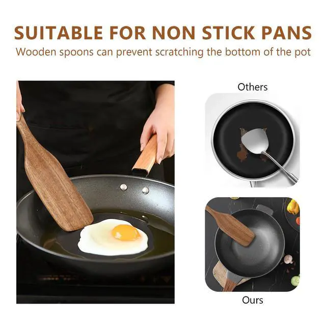 Alt view image 4 of 7 - Spurtle Set,Wooden Utensil Set,Wooden Kitchen Utensils Set of 4,Wood Spoon for Sourdough Starter and Jar Cookware