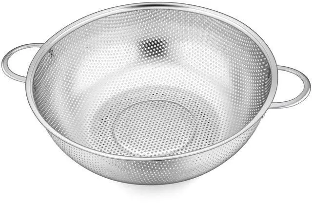 Main image of Stainless Steel Colander, 5QT Micro-Perforated Metal Colander Food Strainer with Handles, for Draining Washing Rinsing Steaming, Non Toxic & Dishwasher Safe, Solid Construction & 3 Stable Feet